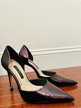 Zara Metallic Plum Pointed D'Orsay Stiletto Pumps